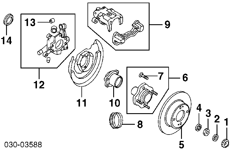 4400169F01RE Nissan juego de reparación, pinza de freno trasero