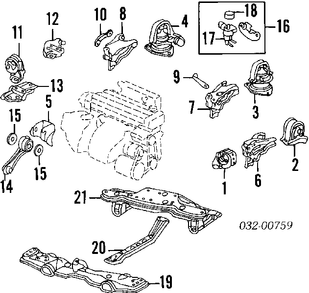  Soporte de motor trasero para Honda Accord 5 