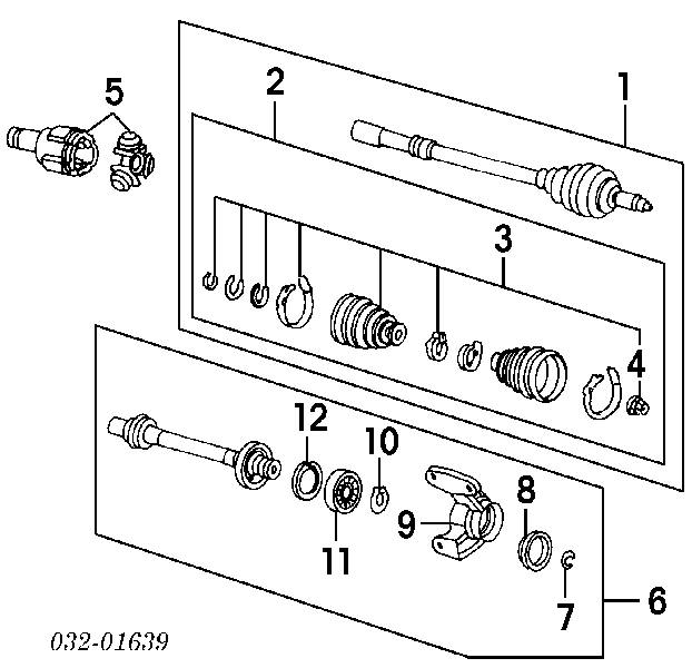 Árbol de transmisión delantero derecho 44010SX1950 Honda