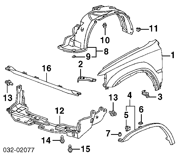 90505SM4003 Honda clips de fijación de pasaruedas de aleta delantera