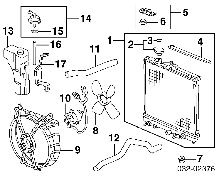 Radiador refrigeración del motor 19010P2J013 Honda