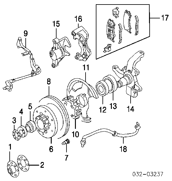 8942588190 Honda cojinete interno del cubo de la rueda delantera