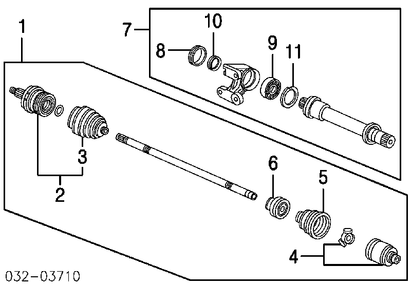 Fuelle, árbol de transmisión delantero interior 44017S84C00 Honda