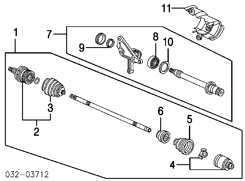 Fuelle, árbol de transmisión delantero interior 44017S87C50 Honda