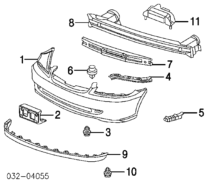  Refuerzo parachoque delantero para Honda Civic 6 