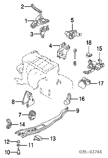 BJ0N3906YE Mazda soporte de motor derecho