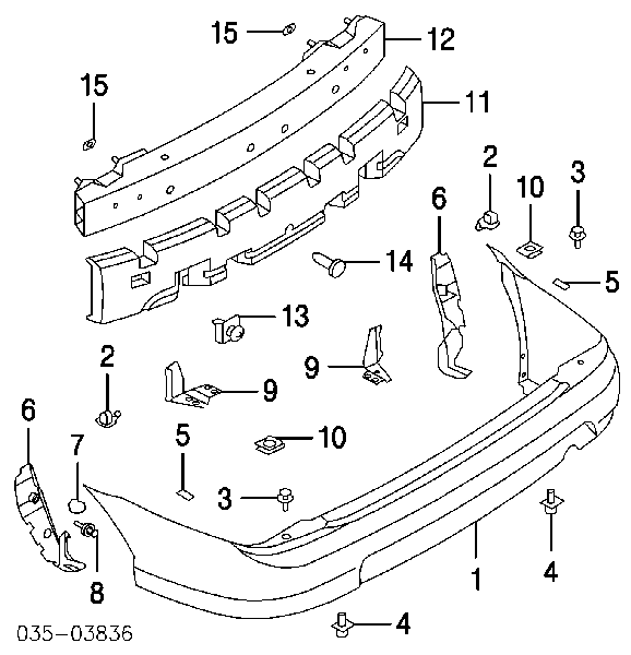 Soporte de parachoques trasero derecho B25D50341 Mazda