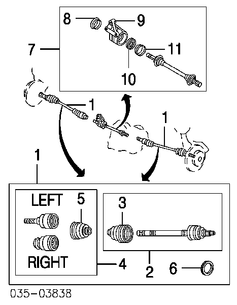 Junta homocinética exterior delantera izquierda FA6122610A Mazda