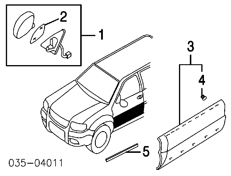  Espejo retrovisor derecho para Mazda Tribute EP