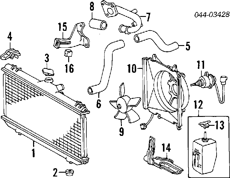  Soporte de radiador superior (panel de montaje para foco) para Toyota Corolla E11