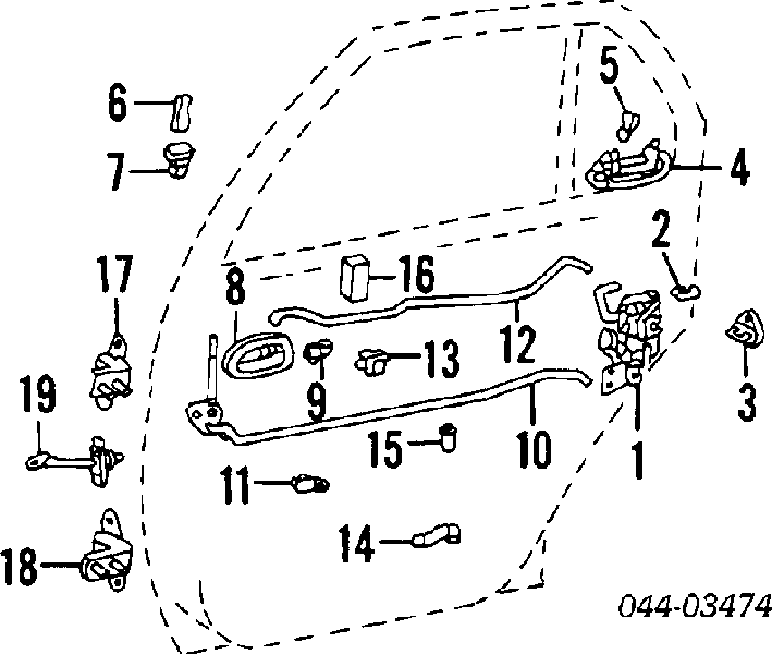 Tirador de puerta exterior trasero derecho 6923012140 Toyota