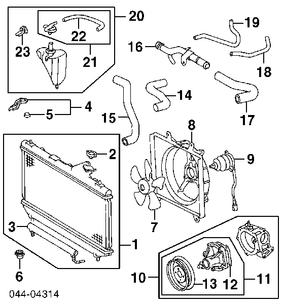 Rodete ventilador, refrigeración de motor 1636111020 Toyota