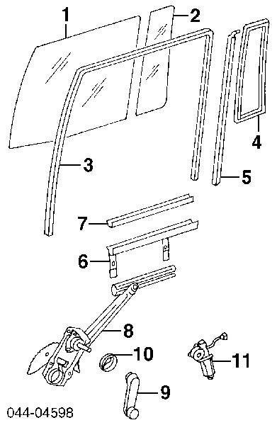 6811460130 Toyota luna de puerta trasera izquierda