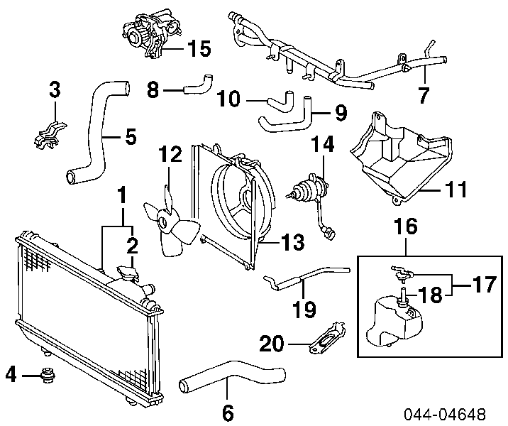 Rodete ventilador, refrigeración de motor 1636164030 Toyota