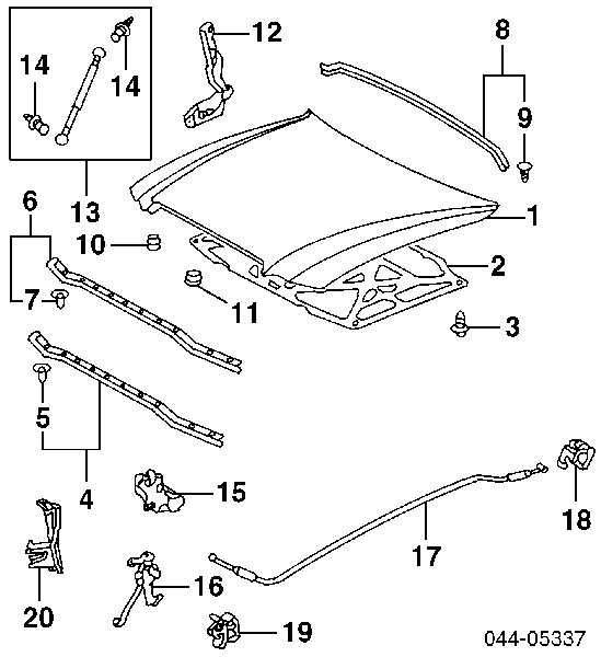  Cerradura del capó de motor para Toyota Land Cruiser 