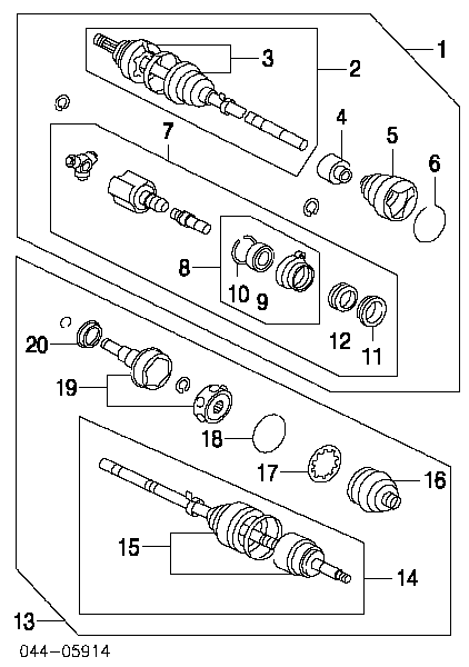 4342020590 Toyota árbol de transmisión delantero izquierdo