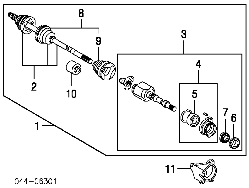 Árbol de transmisión trasero derecho 4341044040 Toyota