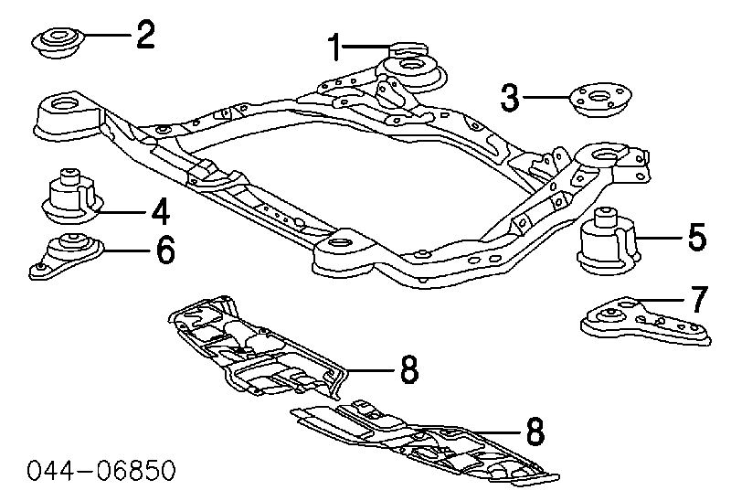 5221606030 Toyota bloqueo silencioso (almohada De La Viga Delantera (Bastidor Auxiliar))