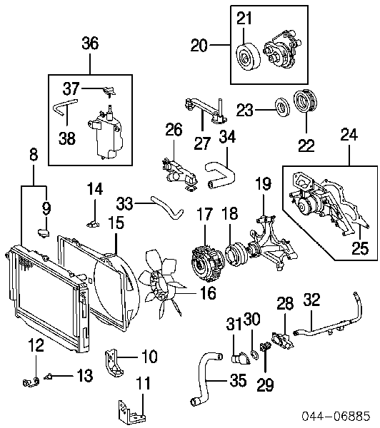  Rodete ventilador, refrigeración de motor para Toyota Land Cruiser 