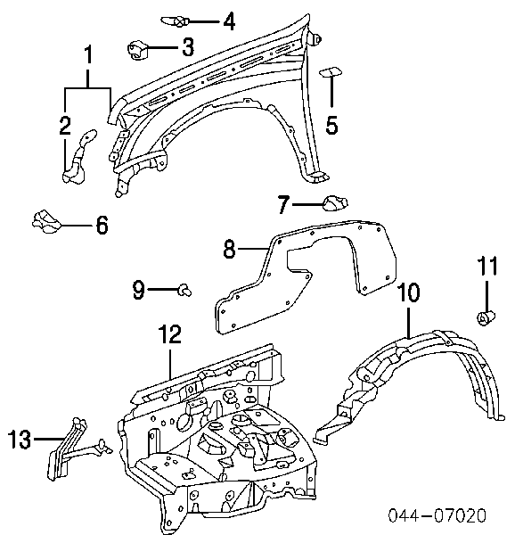  Sello de guardabarros para Toyota Hilux N