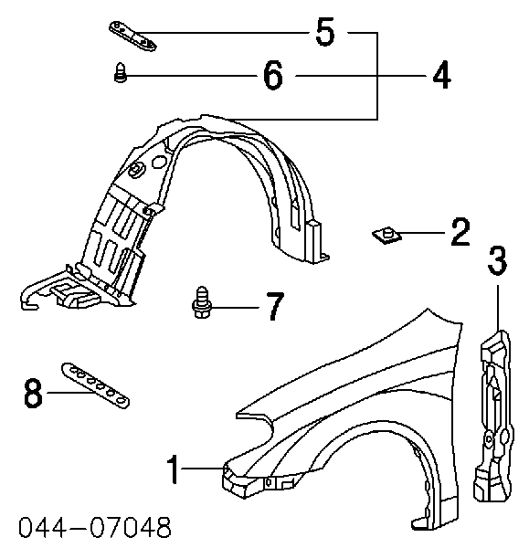  Guardabarros interior, aleta delantera, derecho para Toyota Matrix 