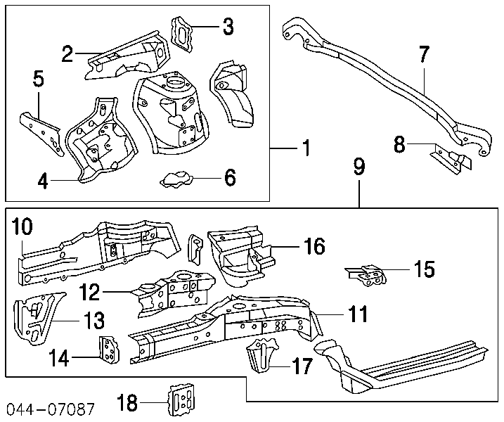  Larguero delantero derecho para Toyota RAV4 2 