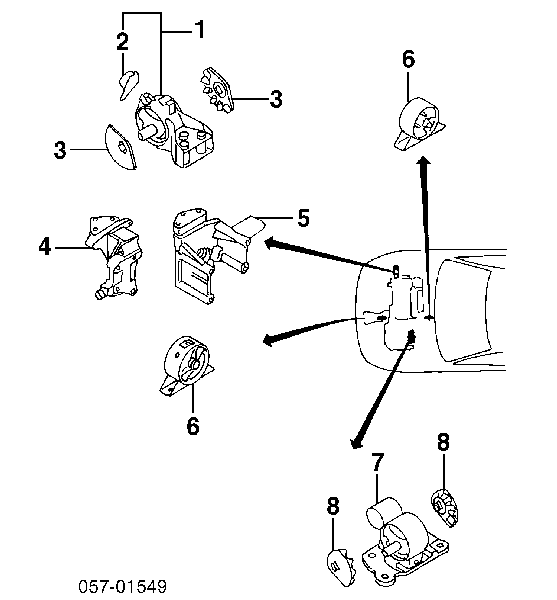  Soporte de motor derecho para Mitsubishi Colt 5 