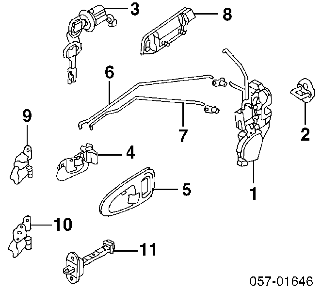  Asegurador puerta delantera para Mitsubishi Montero K8, K9