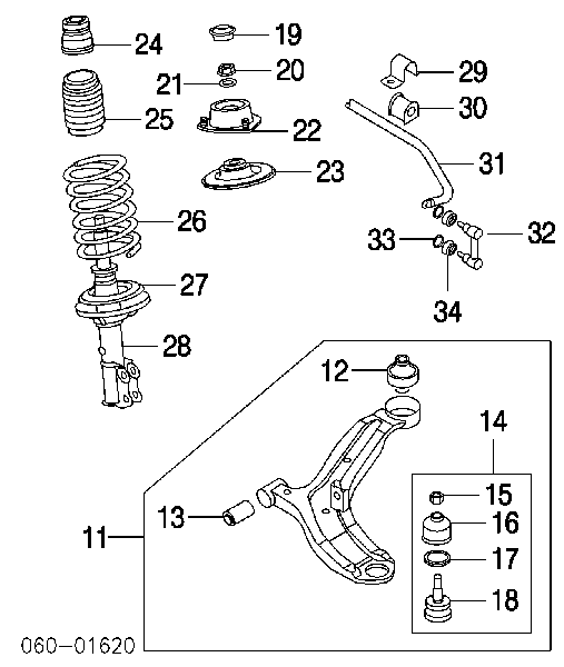  Estabilizador delantero para Hyundai Accent 2 