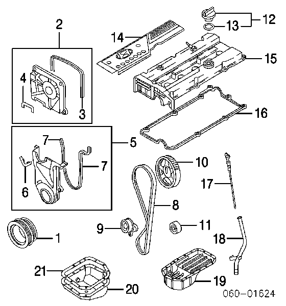 2244126001 Hyundai/Kia juego de juntas, tapa de culata de cilindro, anillo de junta