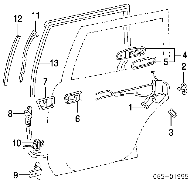  Junta de puerta trasera derecha (en puerta) para Toyota Land Cruiser 