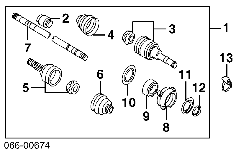 3924153J28 Nissan fuelle, árbol de transmisión delantero exterior