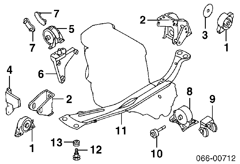 1124851E01 Nissan suspensión, cuerpo del eje delantero longitudinal