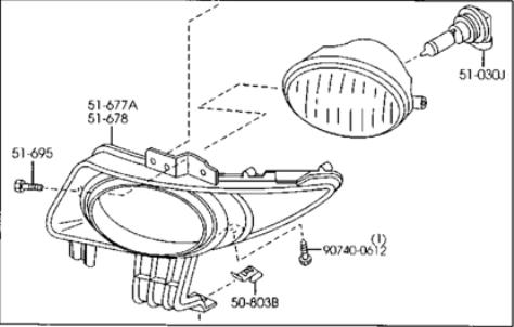 BN8V51680A Mazda faro antiniebla derecho