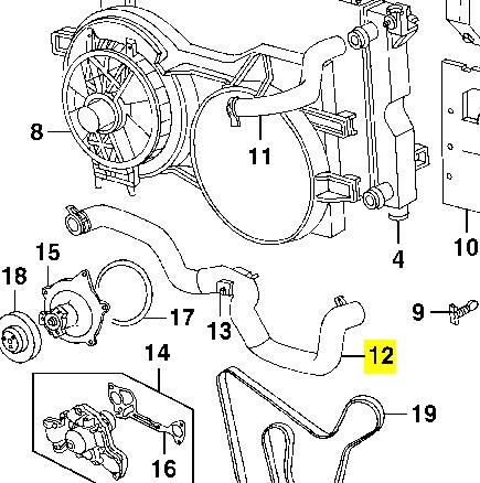  Manguera refrigerante para radiador inferiora para Chrysler Voyager 