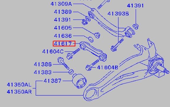 MMR403485 Mitsubishi barra transversal de suspensión trasera