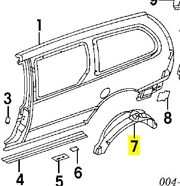  Guardabarros interior, aleta trasera, izquierdo para Dodge Grand Caravan US