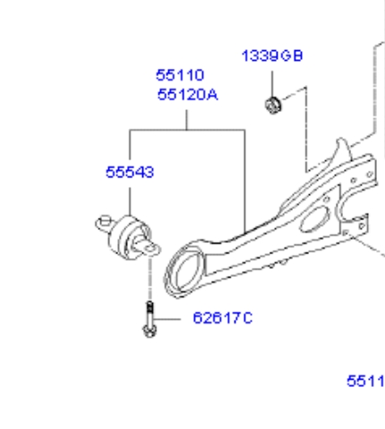 552702H000 Hyundai/Kia mangueta trasera izquierda (suspension)