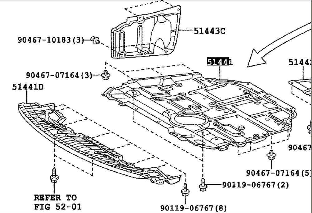 5144112221 Toyota protección motor /empotramiento