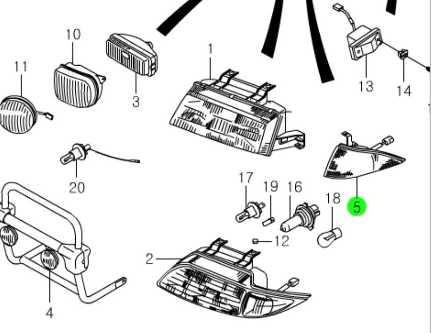  Luz de gálibo delantera derecha para SsangYong Musso FJ