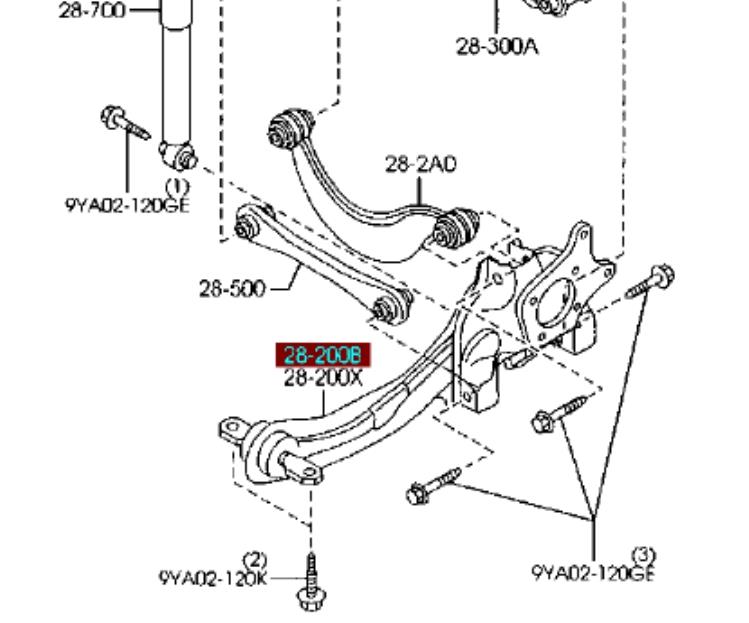 Mangueta trasera derecha (suspension) BP4K28250E Mazda