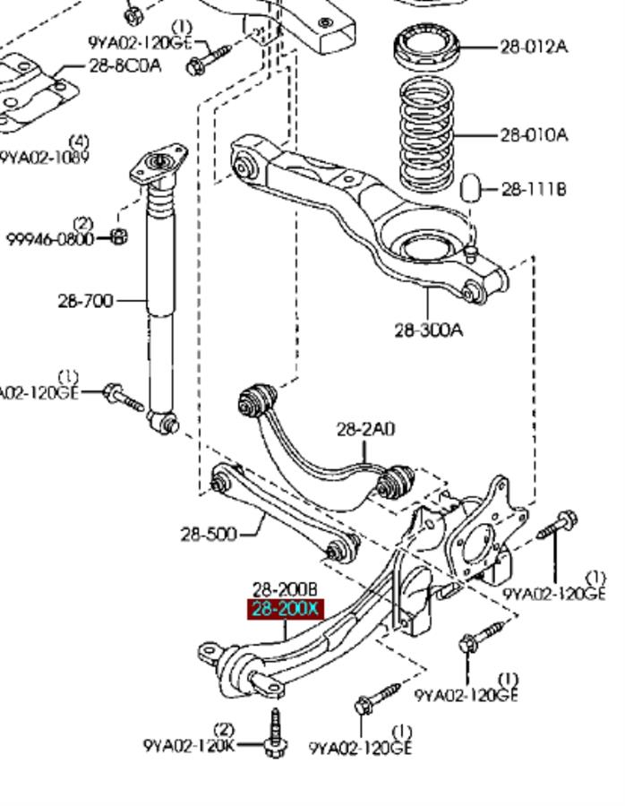 C23628250C Mazda mangueta trasera izquierda (suspension)