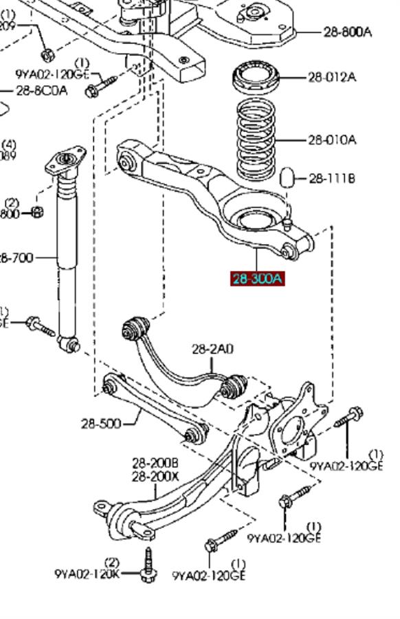 Palanca Trasera Inferior Izquierda/Derecha C23628300B Mazda