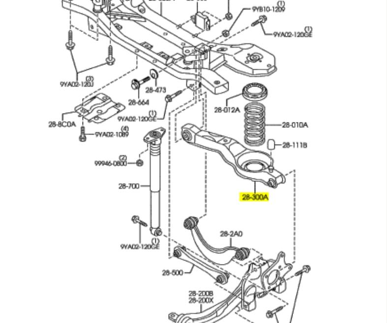 Palanca Trasera Inferior Izquierda/Derecha B37F28300B Mazda