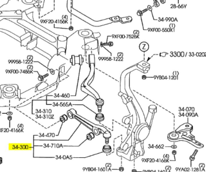 GR1A34300 Mazda barra oscilante, suspensión de ruedas delantera, inferior izquierda/derecha