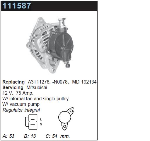 Alternador 111587 Cargo