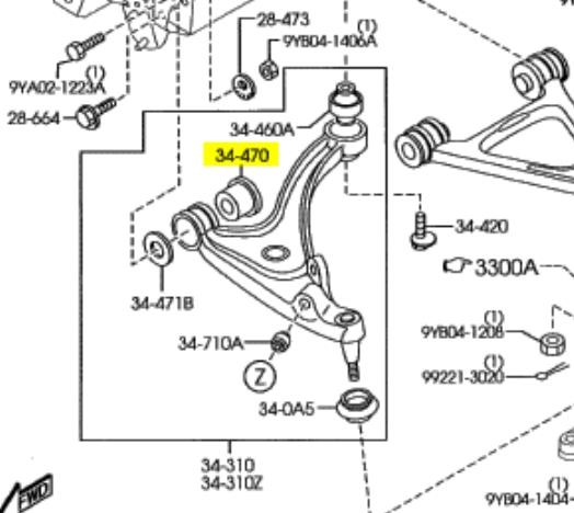 F18934470 Mazda silentblock de suspensión delantero inferior