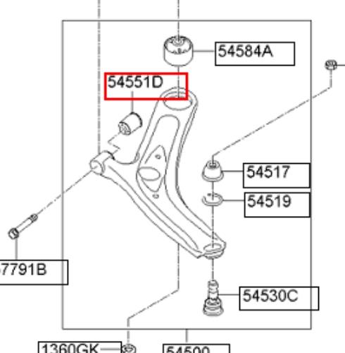 545511E000 Toyota silentblock de suspensión delantero inferior