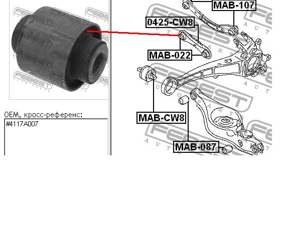 MAB-022 Febest silentblock de brazo suspensión trasero transversal