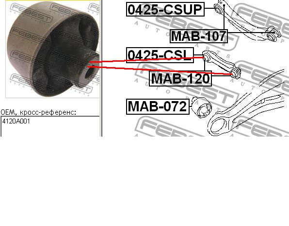 MAB-120 Febest silentblock de brazo suspensión trasero transversal